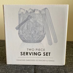 New in Box! Diamond Embossed Ice Bucket & Tongs